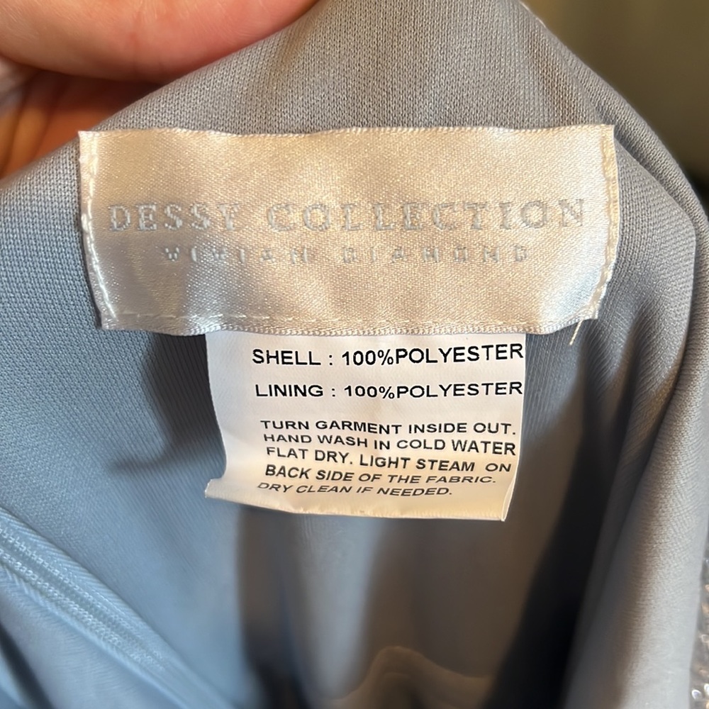 Dessy Collection Macys Silver Metallic Dress Size 8 Maxi, Black Tie Wedding NWOT - Picture 2 of 3